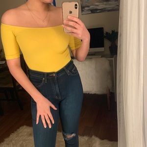 Yellow Off-The-Shoulder Bodysuit